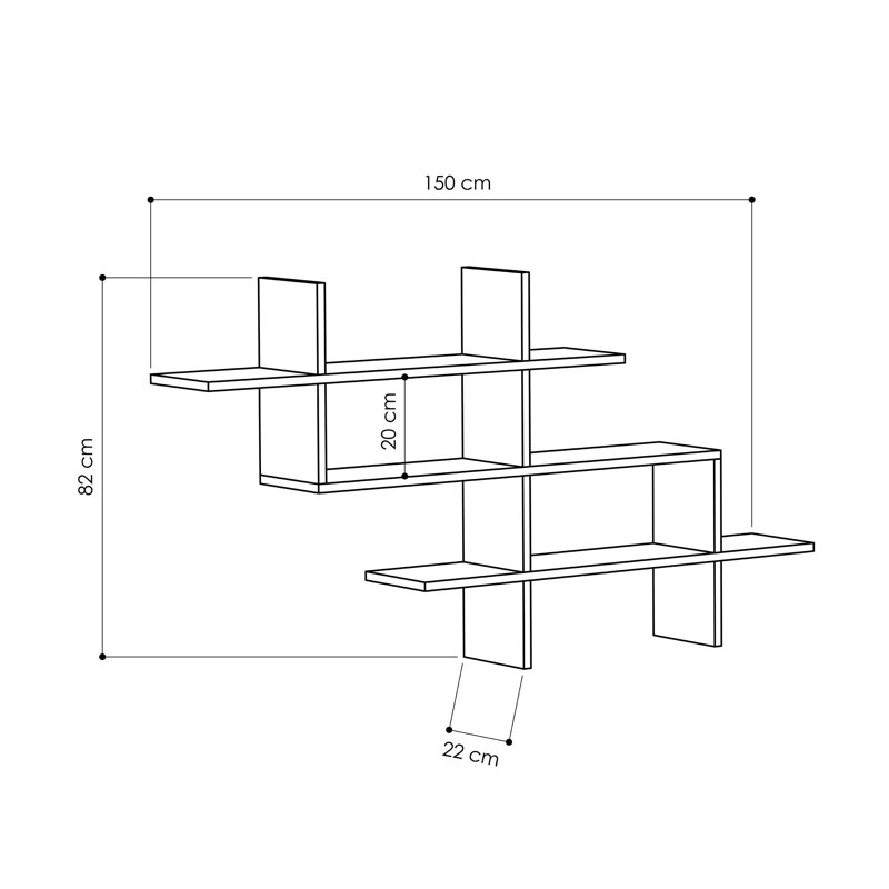 3 Tiers Wall Mounted Modern Bookcase Display Unit, White