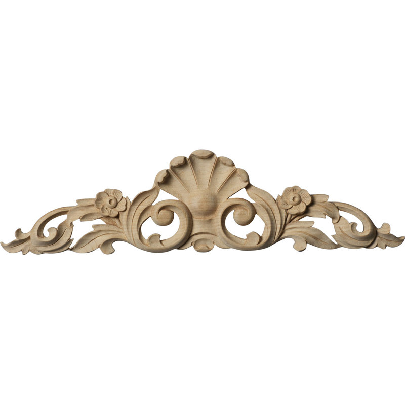 Farmingdale Center with Scrolls, Alder, 5 1/8"H x 24 1/8"W x 3/4"D