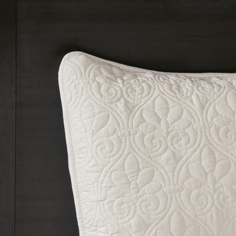 Couvre-lit très grand réversible de couleur crème - avec matelassage et rembourrage en coton prélavé surdimensionné pour un meilleur drapé inclus et 2 taies décoratives pour vous détendre