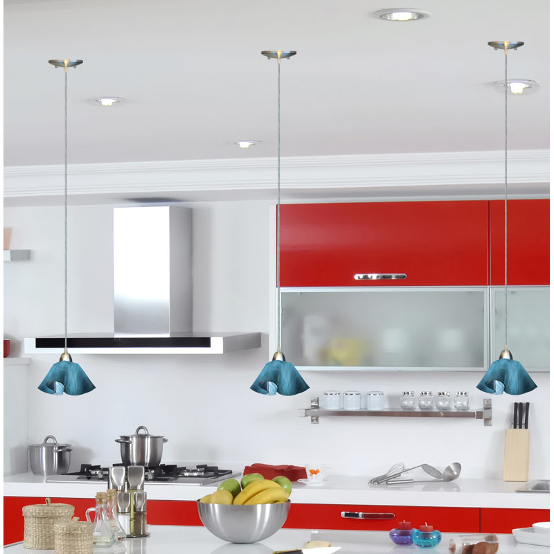 Luminaire suspendu Dale, Grand, Noir, Bleu ciel