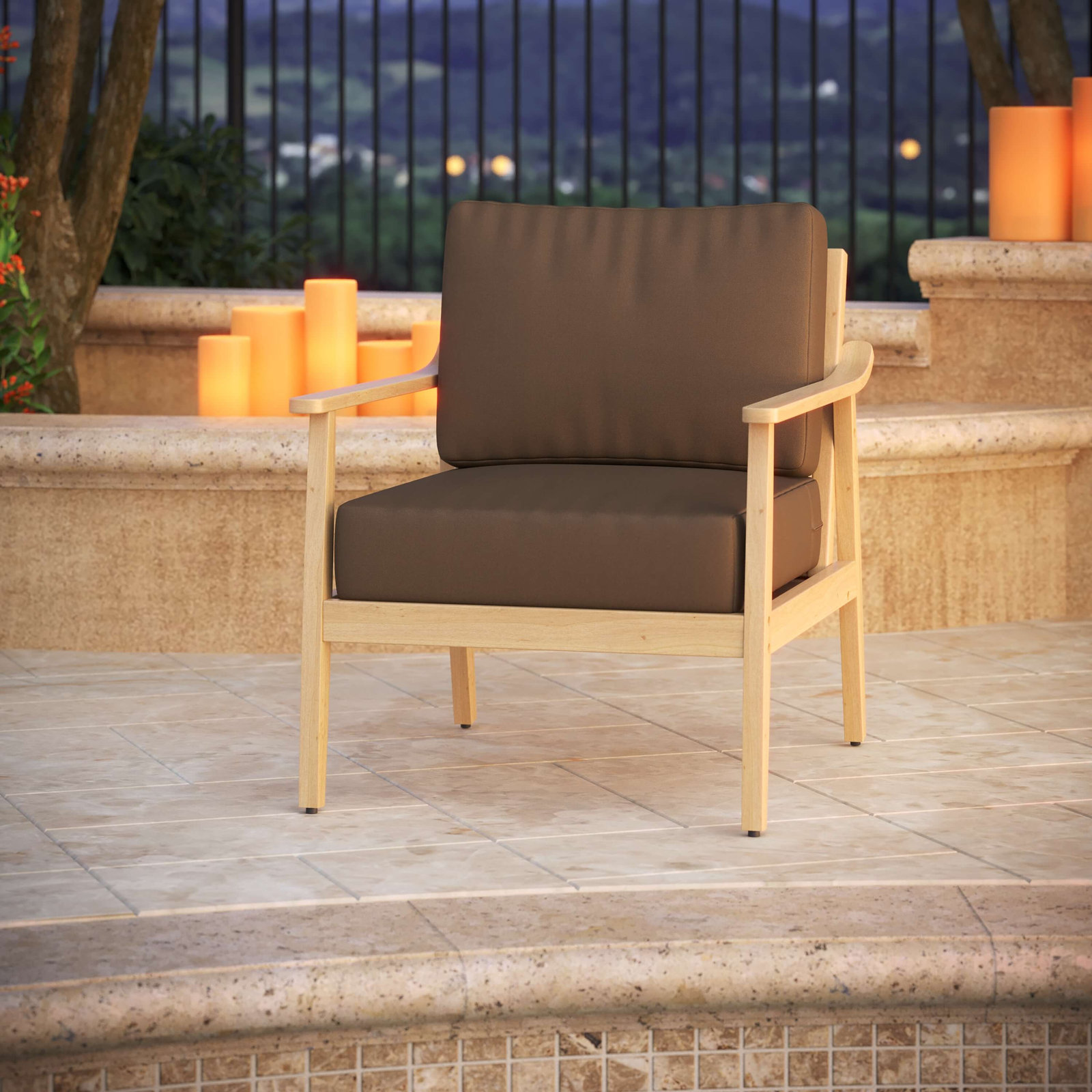 Amala Sunbrella® Seat and Back Cushion, Sunbrella® Cast Ash Plainweave, 25" W x 25.5" D