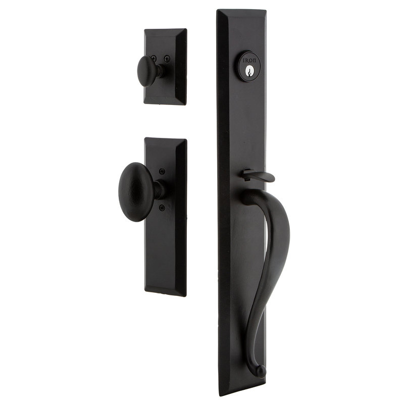 Matte Black Iron Handleset with Deadbolt and Knob