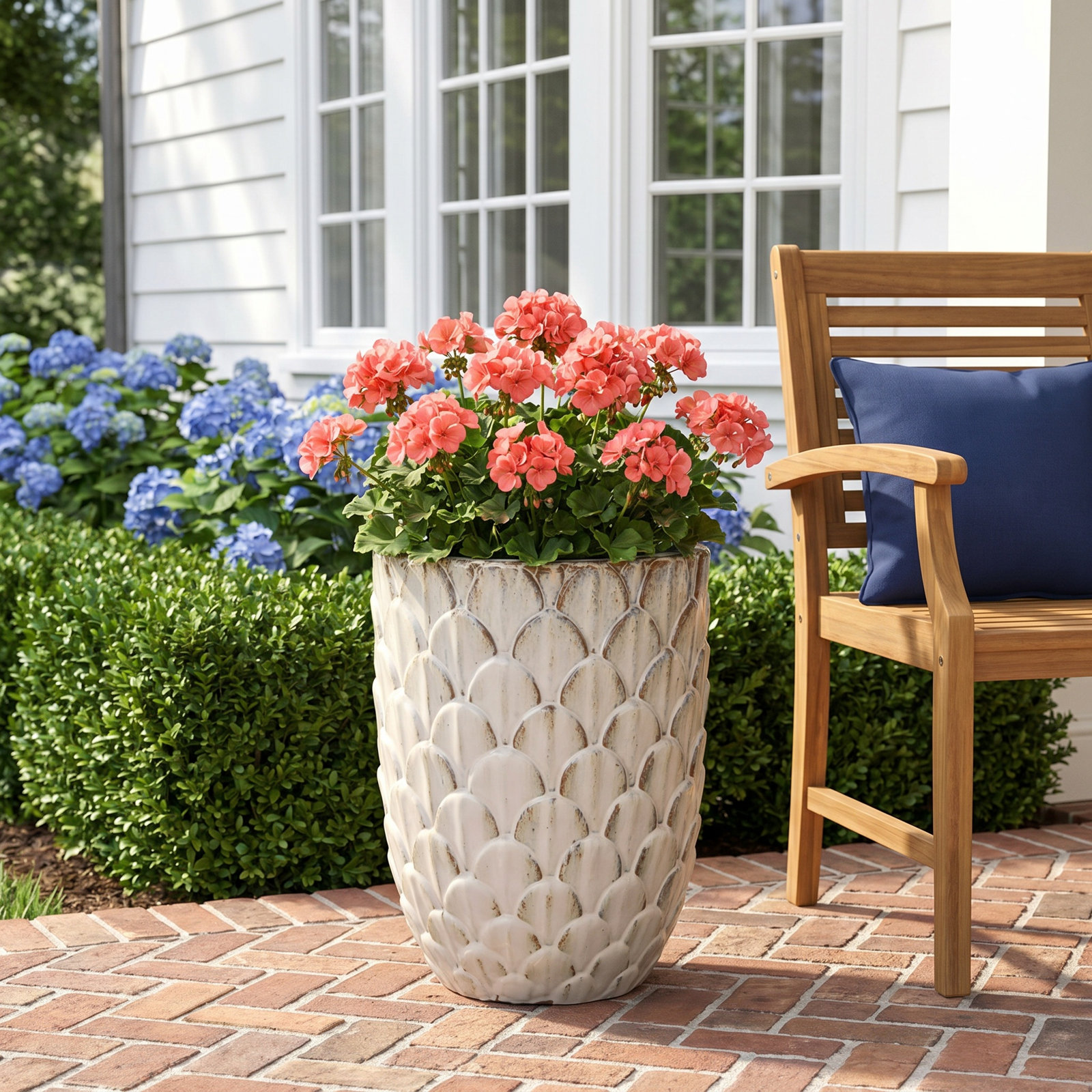 17" Ceramic Pot Planter, 22" H x 17" W x 17" D, Gray