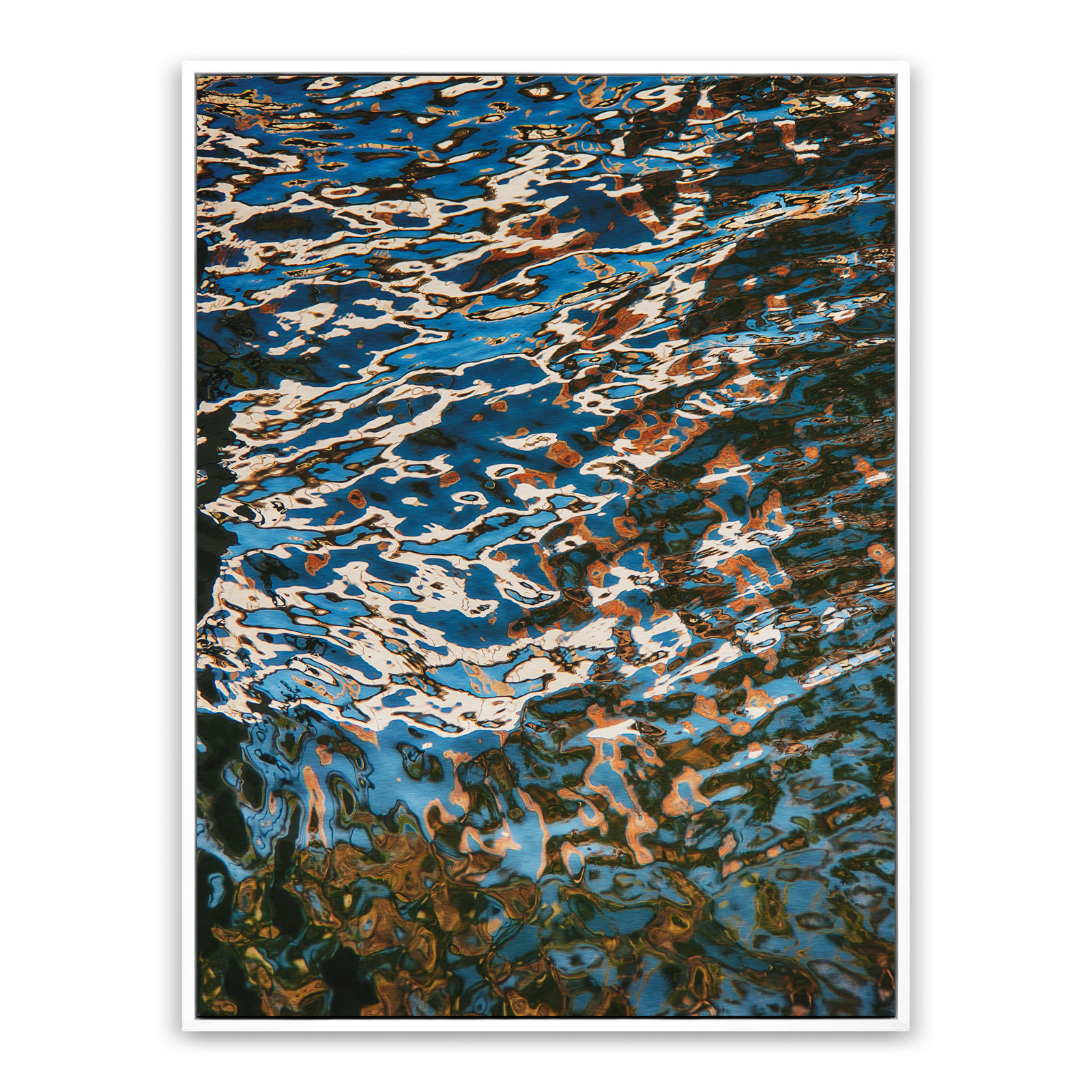Reflecting Blue by Geoffrey Baris, 24" H x 18" W x 2" D, White Framed