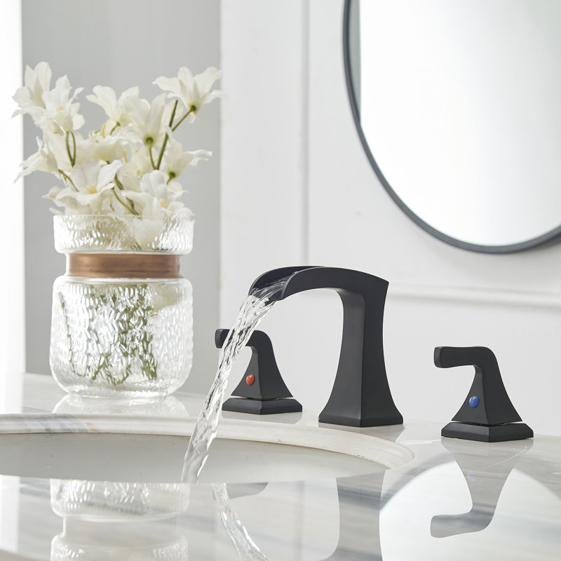 16442 Widespread Bathroom Faucet Widespread 2-handle Bathroom Faucet with Drain Assembly, Matte Black