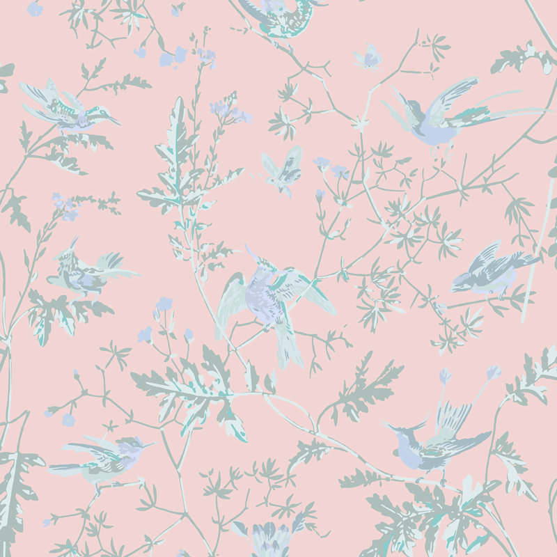 Hummingbirds Silk, Blush