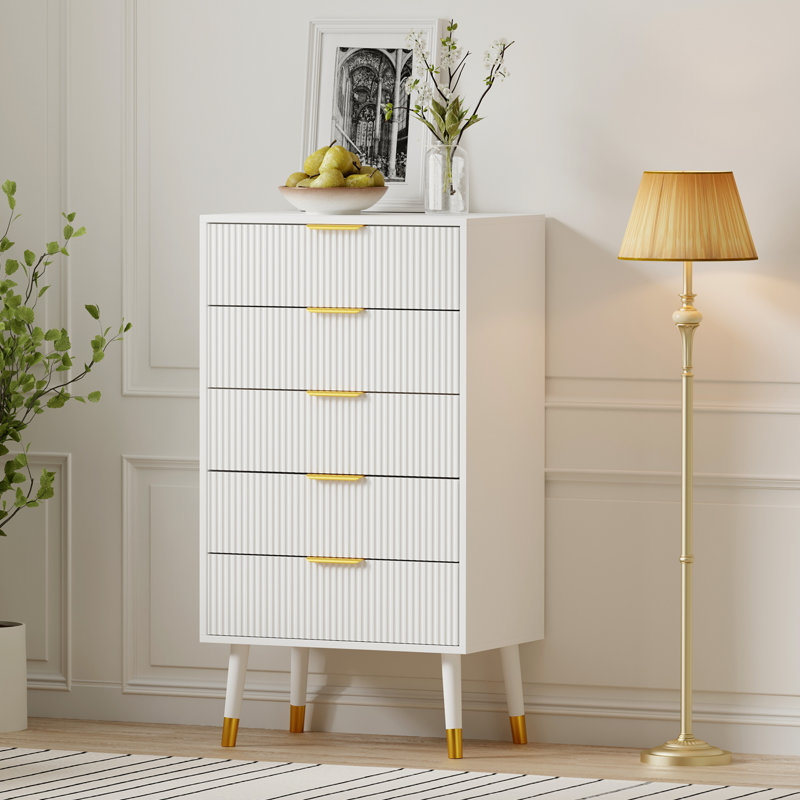 60 cm W Chest of 5 Drawers, White
