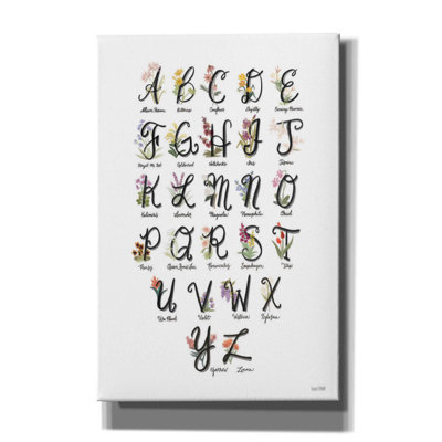 "Flower Alphabet In White" par House Fenway - Art textuel sur toile tendue