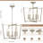 Modern Geometric Ceiling And Pendant Dual-Use Light Fixture, 5-Light Brushed Nickel Chandelier For Dining Room, Kitchen Island, Living Room, Entryway