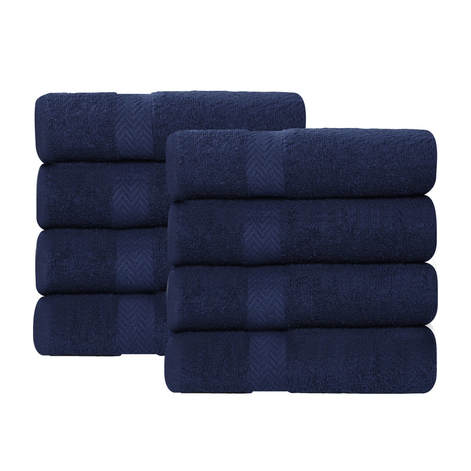 Franklin Cotton Lightweight Quick-Drying Face Towel Washcloth, Navy Blue, 8 Pieces Towel Set