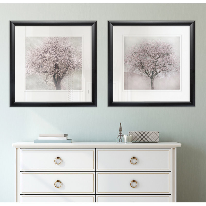 « fleurs of spring iii », ensemble de 2 reproductions encadrées, Cadre noir