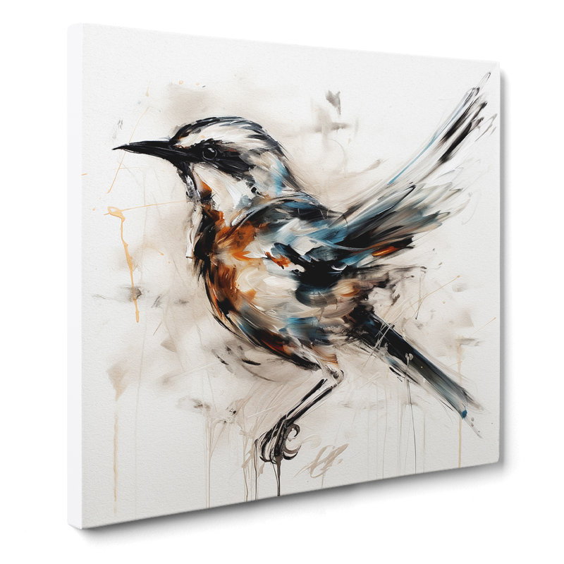 Bird Gestural Art No.1 - Wrapped Canvas - Framed Print, 50cm H x 50cm W x 3cm D