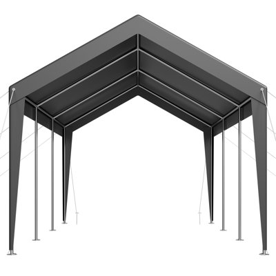 Auvent pour voiture 10 x 20 pi gris - vos voitures à partir d'éléments naturels, structure stable avec piquets de sol portables et intempéries, cordes élastiques