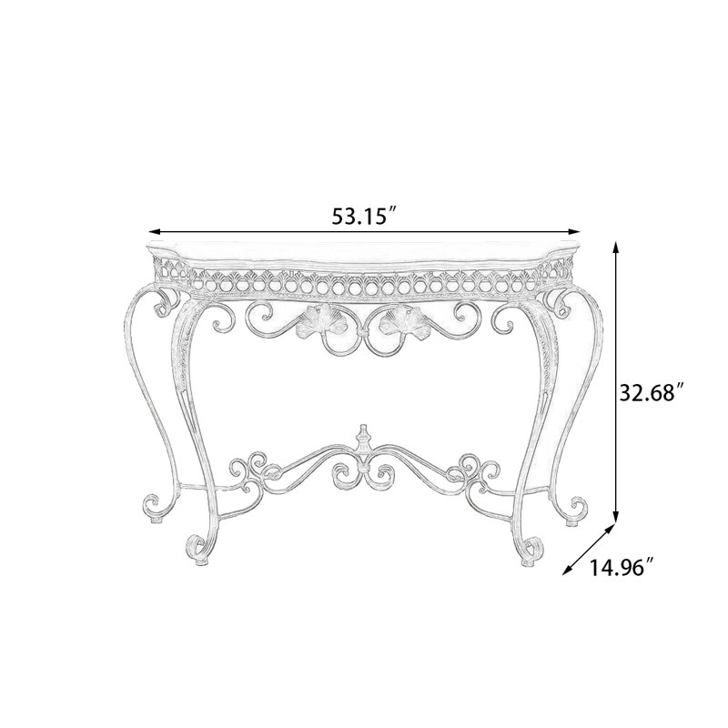 53.15" Gold Free Form Solid Wood;Iron Console Table