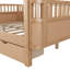 Lit plateforme double en bois pleine grandeur avec tiroirs de rangement, conception moderne de profil bas de sécurité pour chambre d'enfant ou lit de jour, finition naturelle
