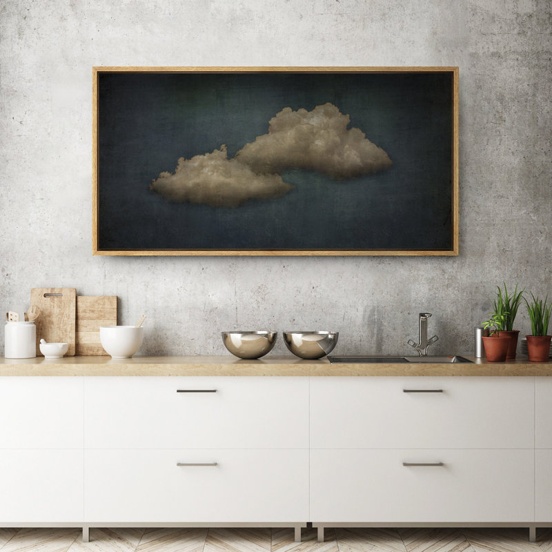 Oeuvre de décoration murale pastel vert pastel bleu marine abstrait ciel moderne minimaliste relaxant, Naturel