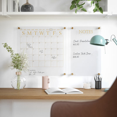 Martha Stewart Grayson Premium Acrylic Monthly Wall Calendar and Notes Board