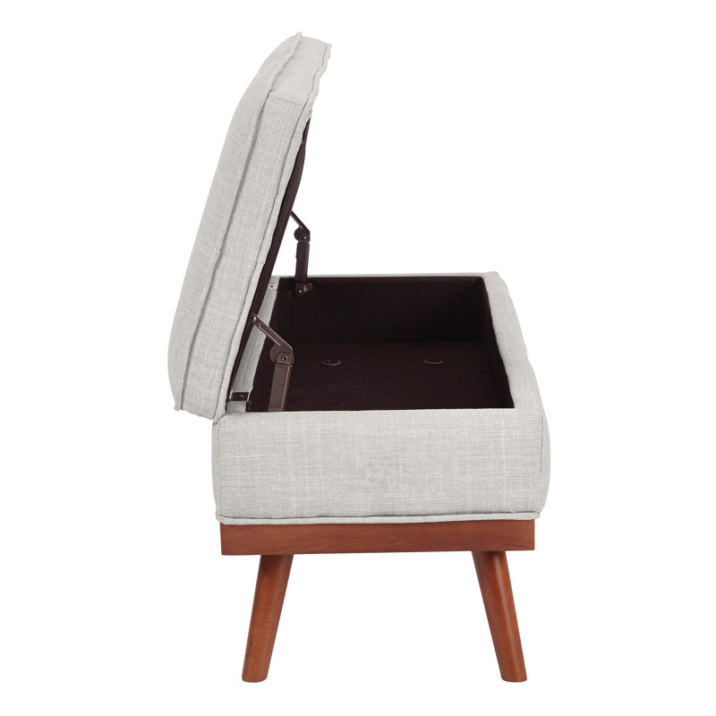 Boyu Polyester Blend Upholstered Storage Bench, Fog Gray Polyester Blend