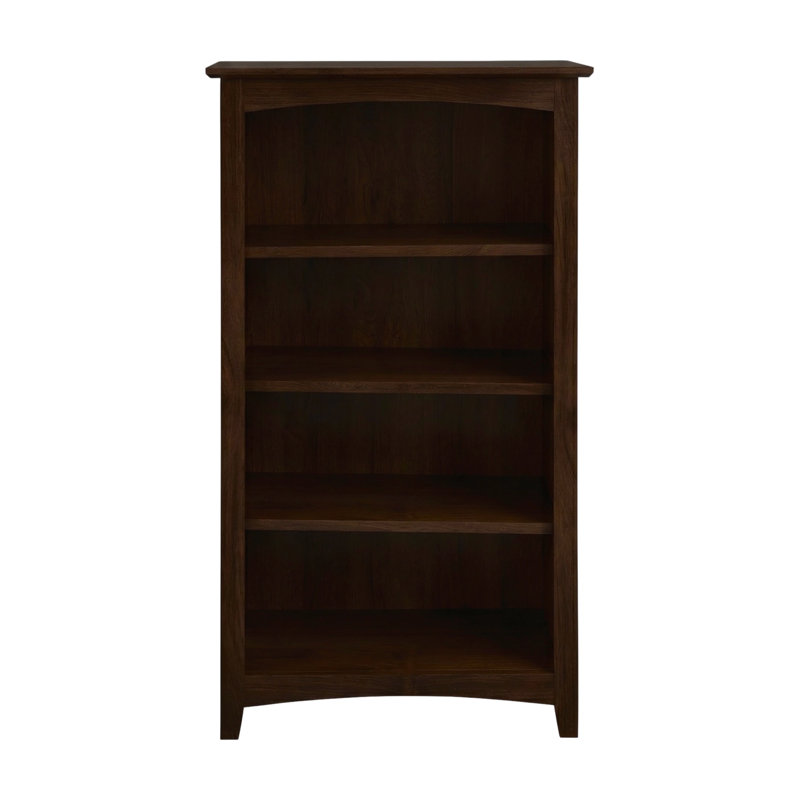 Malani 36" H Solid Wood Classic Bookcase, Coffee, (4 Shelves) 48"H x 25.75"W x 12.875"D