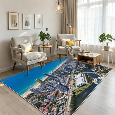 Gold Machine Washable,of with and Coast Queensland Indoor Area Rug
