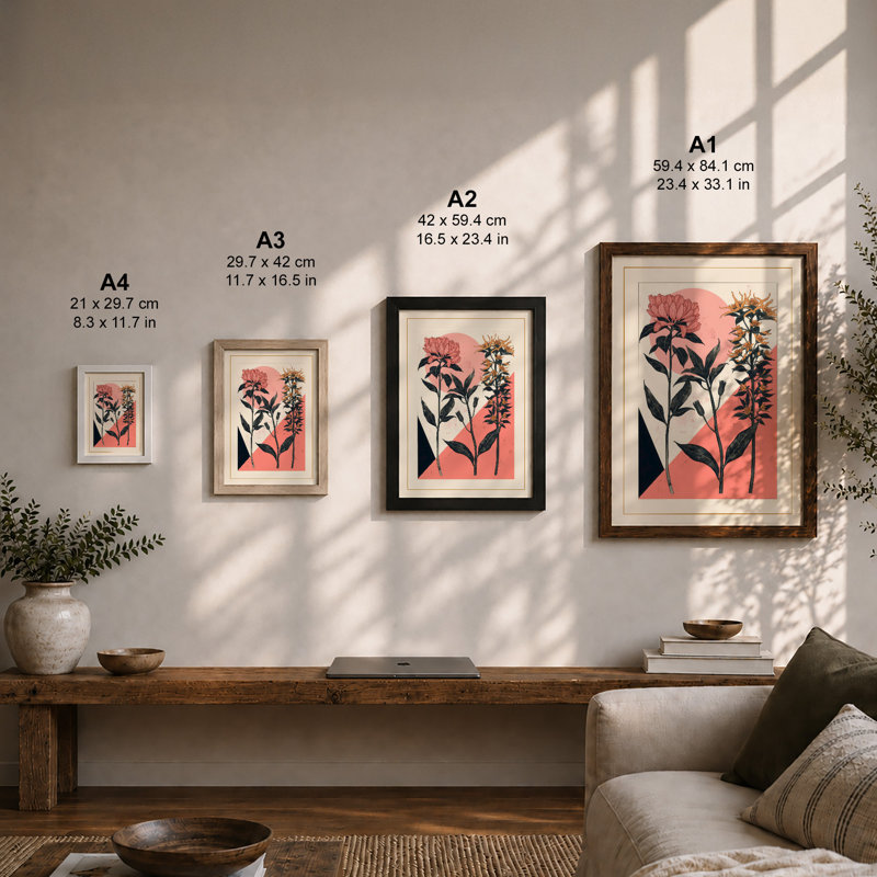 Garden Study Botanical - Framed Print, A2 - 59.4 x 42.0 cm, Oak