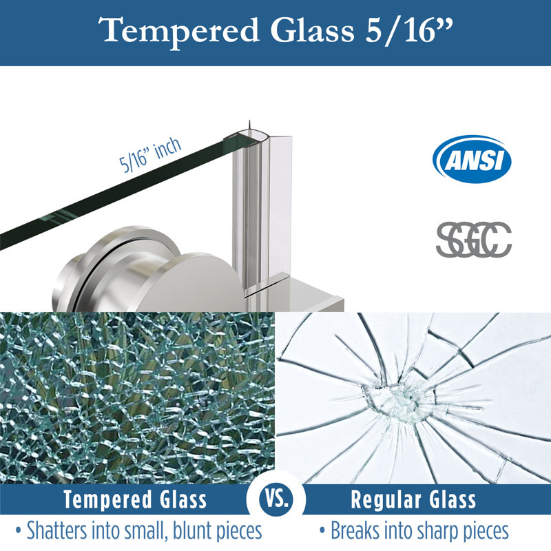 Ambrose 56-in to 60-in W x 76-in H Sliding Shower Door with Clear Tempered Glass and Chrome Hardware, Polished Chrome
