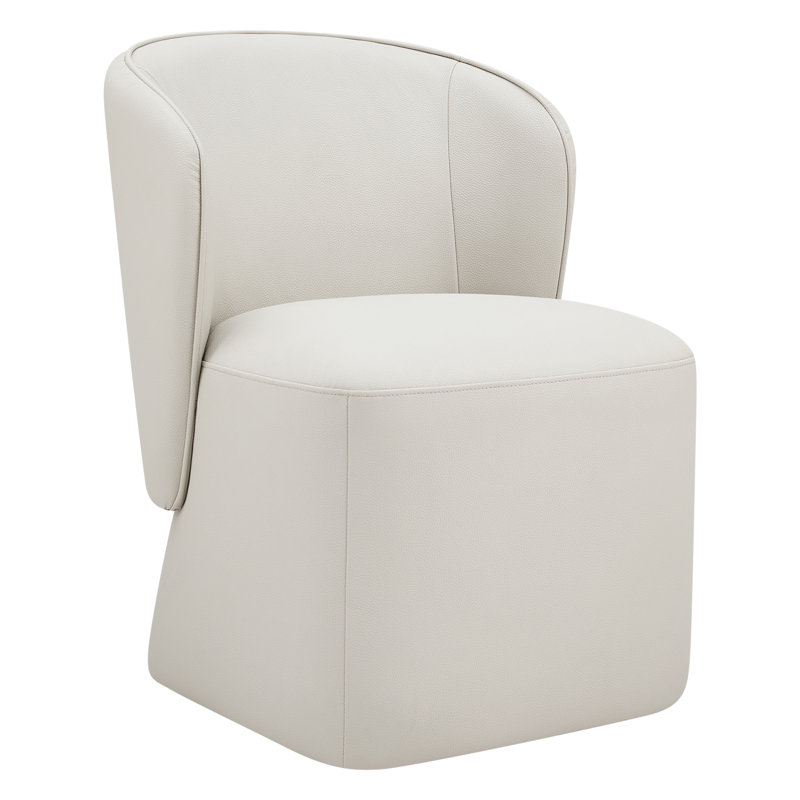 Niha Upholstered Dining Chair with Casters, Cream
