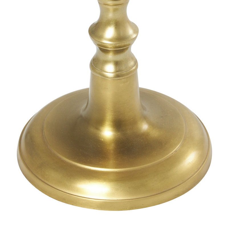 Gold Aluminum Round Pedestal Accent Table, 19"