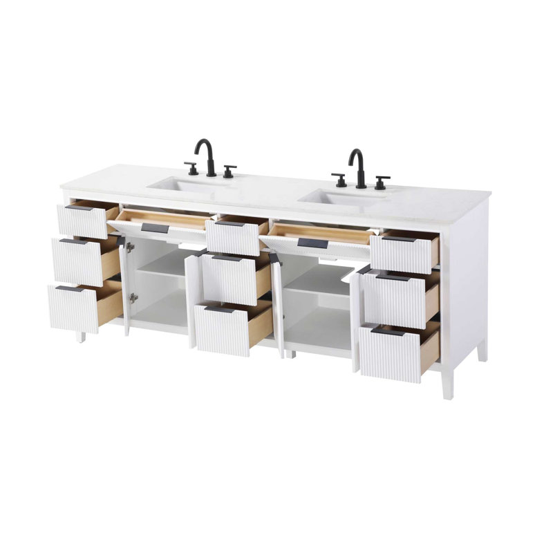 Meuble-lavabo double 84 po blanc, Blanc