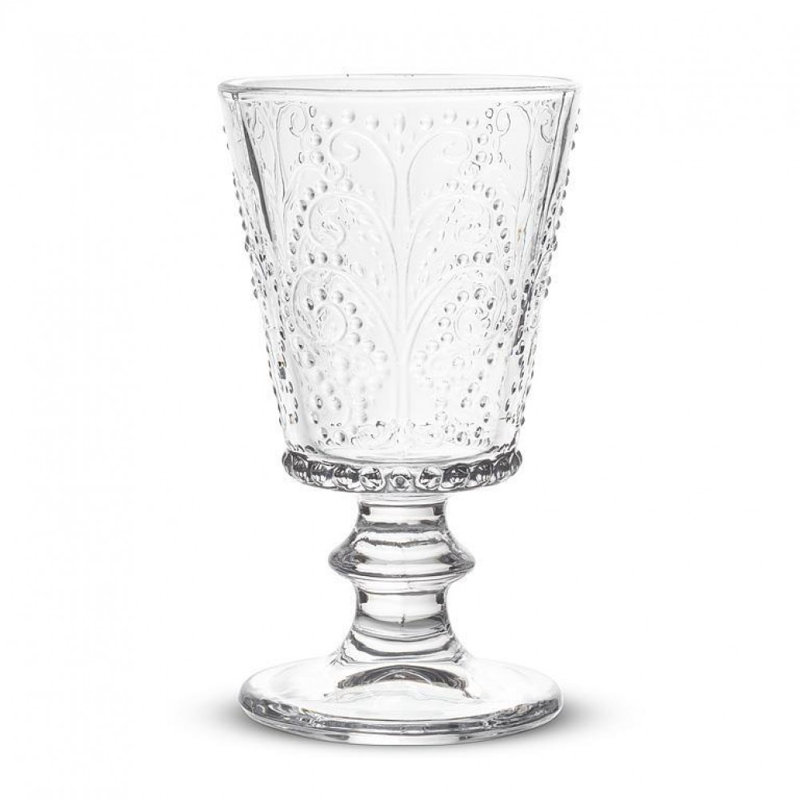 Lacework Pattern Stemmed Wine Goblet Glass