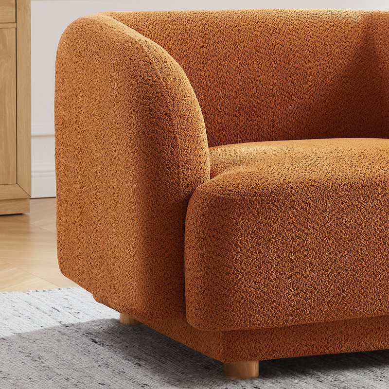 Fauteuil demi-tonneau Mysta (ensemble de 2), Chenille orange