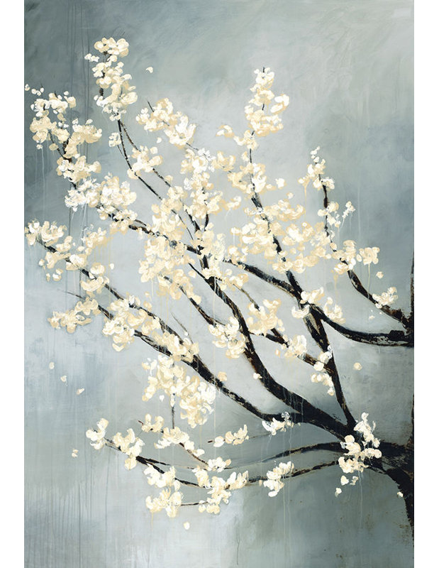 Cerisier - peinture sur toile tendue, H 64 po x l 44 po, Extérieur