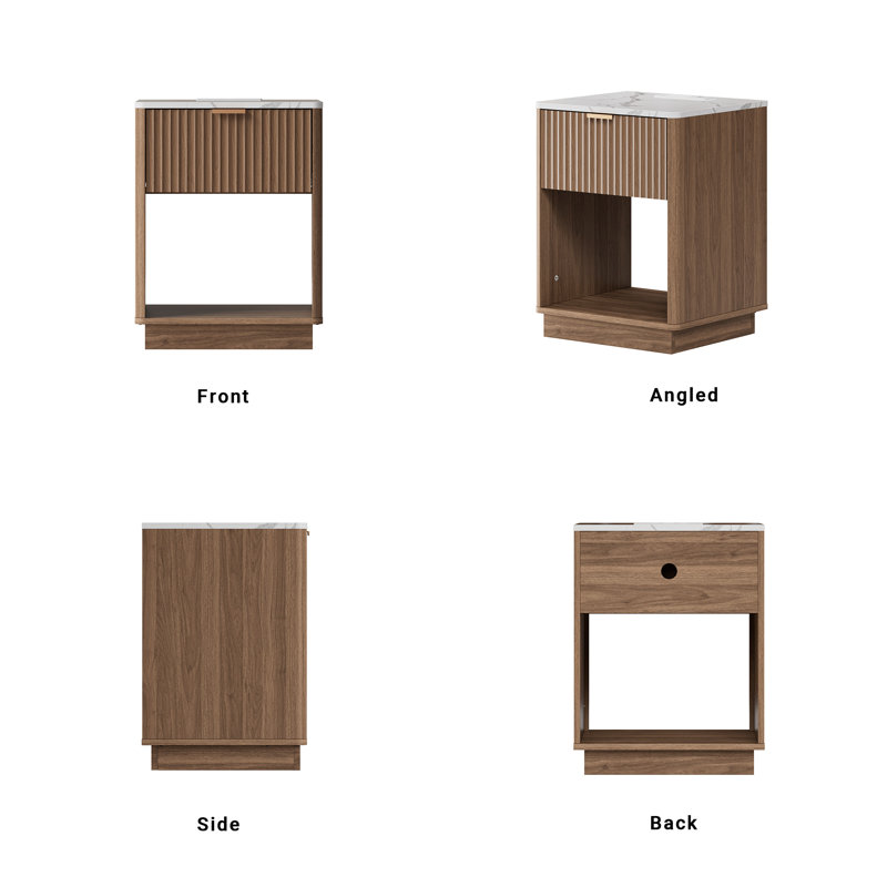Schaitman 18''W Wood Nightstand Set with Outlets (2)