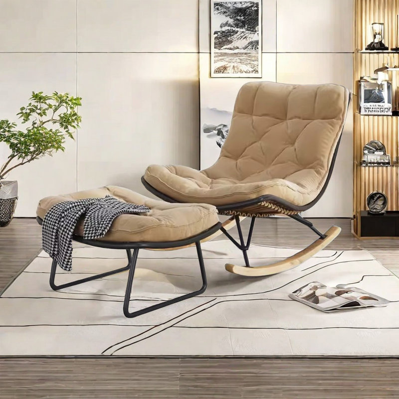 Chaise berçante simple et décontractée moderne, Beige