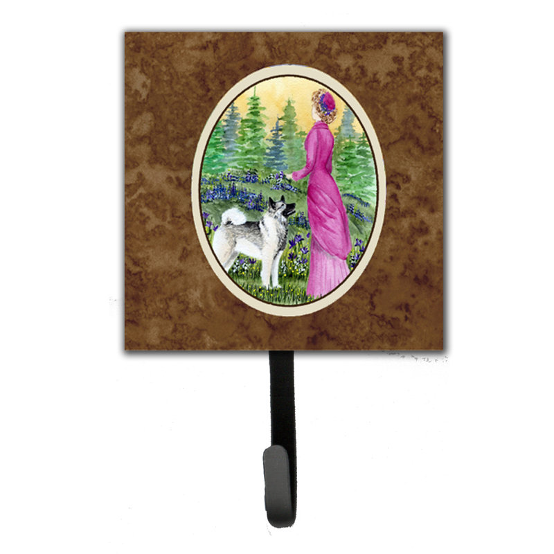 Porte-garde-elkhound norvégien avec porte-laisse et crochet mural lady