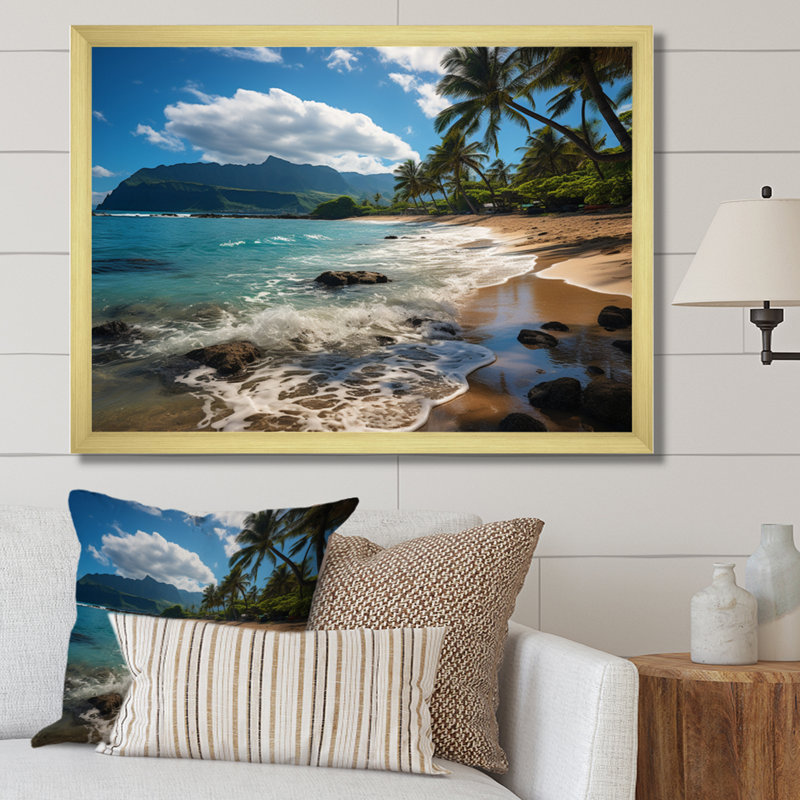 Aloha Tropical Dreamscape II - Maui, impressions encadrées, H 24 po x l 32 po x P 1 po, Cadre doré