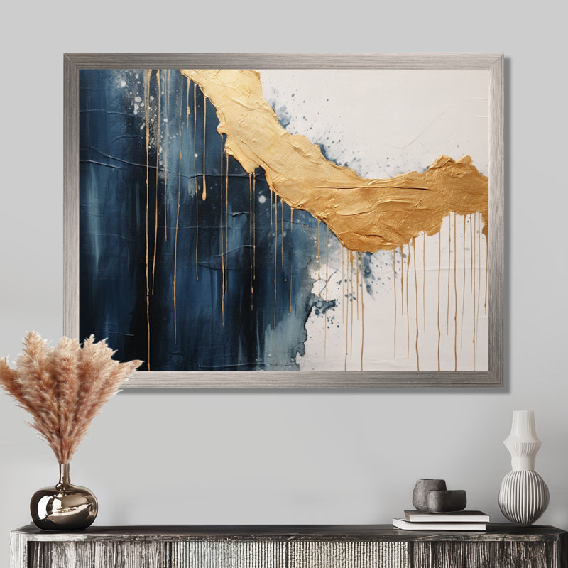 «Waves Of Joy Minimal Nova», art abstrait sur toile, Cadre photo argenté, H 30 po x l 40 po x P 1,5 po