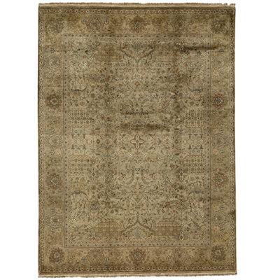 Tapis vert noué à la main de haute qualité
