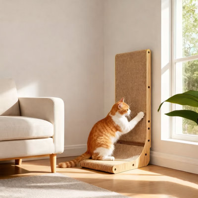 Cat Scratcher, Cat Scratching Post, Cardboard Cat Scratching Board With Ball Toy, Large Vertical L Shape Cat Scratcher Scratch Pads Cat Toys For Indoor Cats