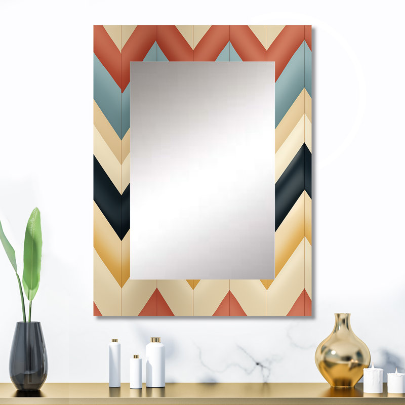 Earthy Tones Chevron Pattern - Chevron Mirror Wall Decor, 32" x 24"