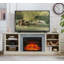 Large Faux Stacked Stone TV Desk Storage Rack, Media Console Table With Large Storage Cabinet,Modern  TV Media Stand With 23" Fireplace Insert,White, 70.12"W*15.35"D*25.83"H