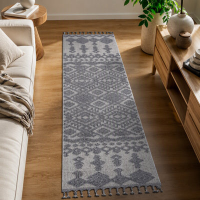 Tapis de couloir intérieur / extérieur 2X8 blanc / gris NAAR Guros Collection