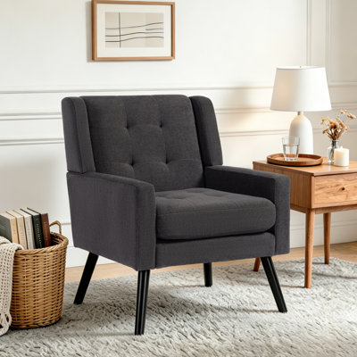 Tufted Upholstered Wide Back Armchair