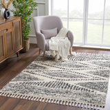 Espindola Shaggy Performance Tasseled Beige Area Rug
