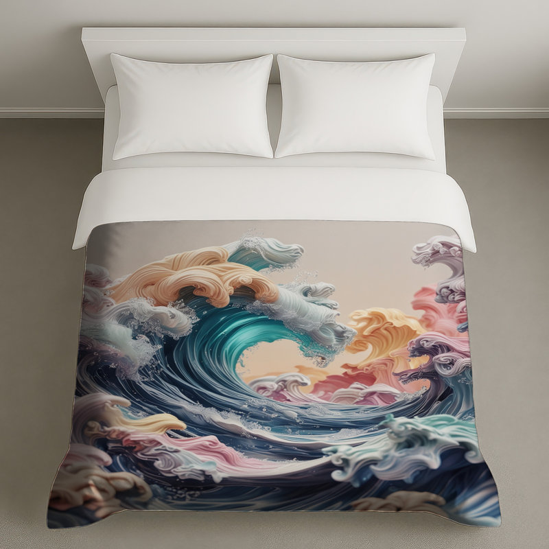 Housses de couette Colorful Ocean Waves, Très grand lit