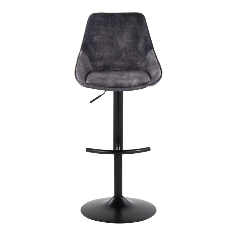 Swivel Upholstered Adjustable Height Counter Stool with Metal Frame, Grey