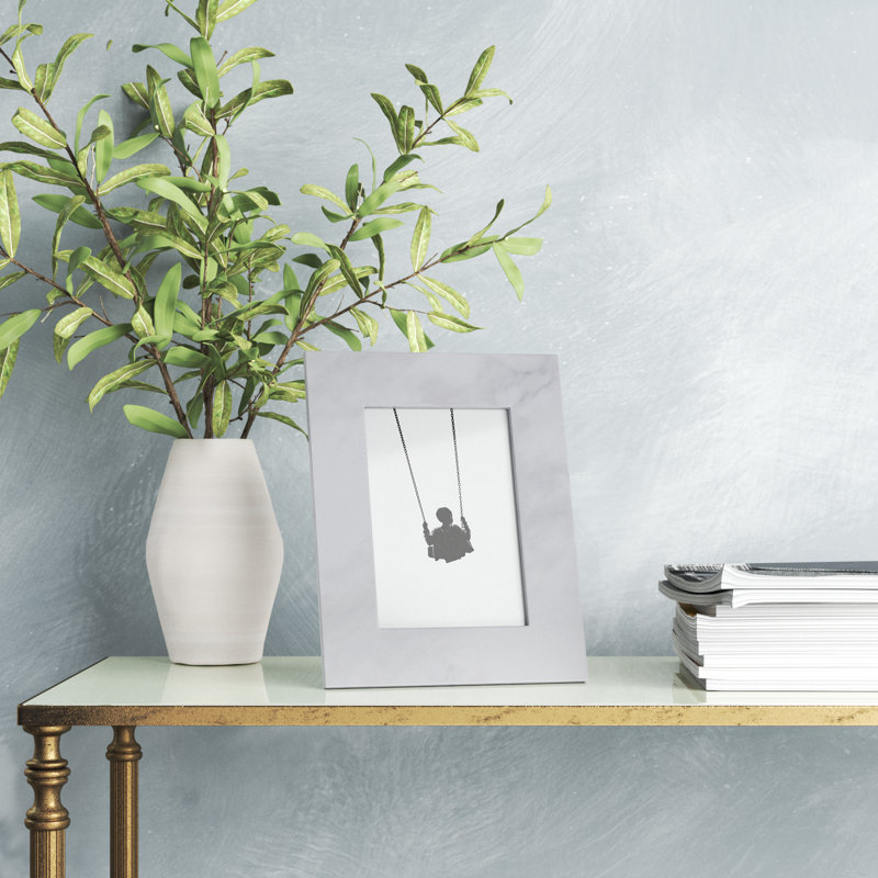 Matheson Marble Matte Picture Frame with Mat, 4" x 6", White