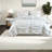 Blue Floral Bedding Sets, 4 Piece Full Queen Ruched Microfiber Set