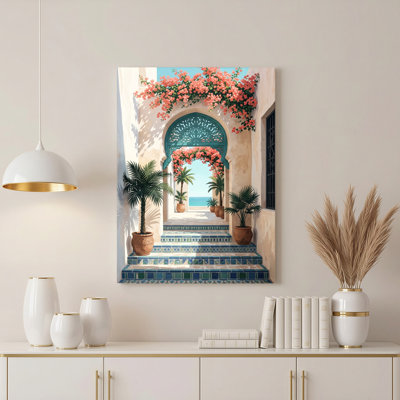 Art mural sur toile Gallery Wrap pour le salon, la chambre à coucher, le bureau ou le vestibule - décoration murale décorative avec jardin mauresque
