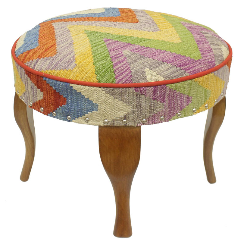 Repose-pieds standard rond 24 po Anaum, Laine rouille chic Kenda
